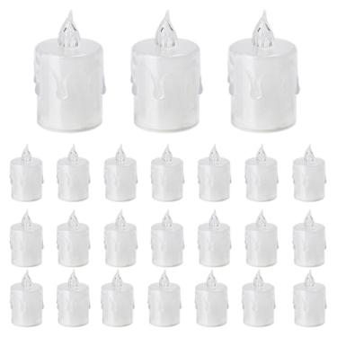 Imagem de Velas LED – Velas sem chama | Vela LED de cristal, velas pequenas de LED piscando alimentadas por bateria, velas de LED sem chama para casamentos, mesas de jantar, decoração de casa