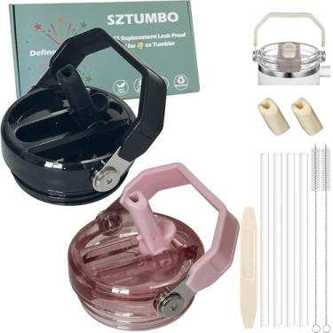 Imagem de 2 peças de substituição de tampa de canudo flip para Stanley copo de 850 g, tampa 100% à prova de vazamento, tampa à prova de derramamento e resistente a respingos, com bocal de sucção removível