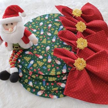 Imagem de Kit mesa posta de natal ceia festa papai noel de 4 pçs - Criarte Opçõe