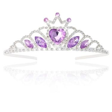Imagem de CIEHER Tiara de princesa com coroa roxa, acessórios de cabelo para mulheres e meninas