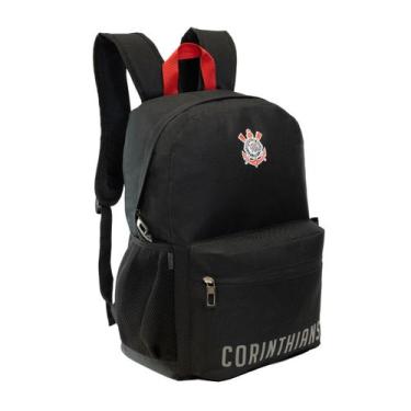 Imagem de Mochila Corinthians Esportiva Costas Oficial' Escolar Casual, Preto