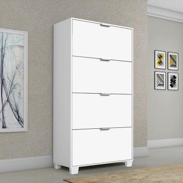 Imagem de Sapateira Berlim - Mdp 4 Portas Com Pés De Madeira Branco - Rede Móveis