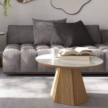 Imagem de Mesa de Centro em MDF TB605 Base Hexagonal 70cm Off White Freijó Dalla Costa