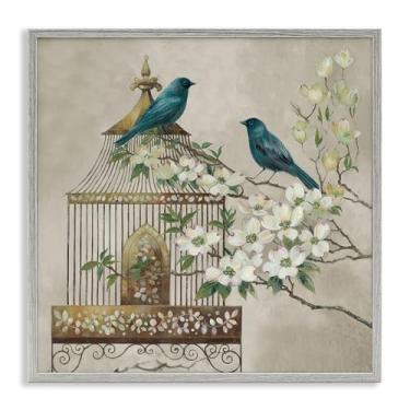 Imagem de Stupell Industries Neutro Birdcage Menagerie Cinza Emoldurado Giclee Art Design por Elaine Vollherbst, 61 x 61 cm