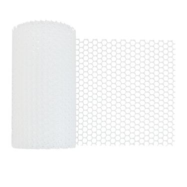 Imagem de OLYCRAFT Cerca de arame de galinha de plástico branco de 40 m x 20 cm, cerca de malha para aves de capoeira com laço de cabo, rede de cerca de proteção, arame hexagonal, malha de plástico, rede