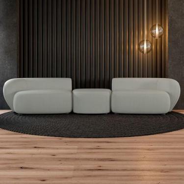 Imagem de Sofá Versátil Sala de Estar Egito 322cm Modulado Bouclê Cinza G52 - Gr