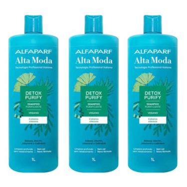 Imagem de Kit 3 shampoo 1L  Alfaparf Alta Moda Detox Purify - Limpeza poderosa e