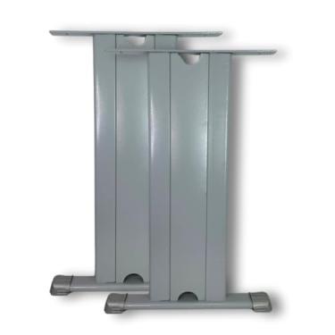 Imagem de Pé de Mesa Sobrepor em Aço 71x47x44cm com Passa-Fio Pintura Eletrostática Cinza para Tampos 100-160cm