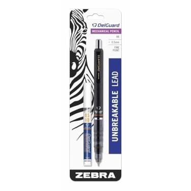 Imagem de Zebra Pen Lapiseira DelGuard com refil de chumbo, ponta fina, 0,5 mm, cano preto, grafite padrão #2 HB, recarregável, pacote com 1