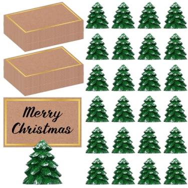 Imagem de Watersay 24 peças de porta-cartões de lugar para árvore de Natal com cartões de assento, porta-números de mesa, cartões de lugar para festas de Natal, casamento, aniversário, decorações de aniversário