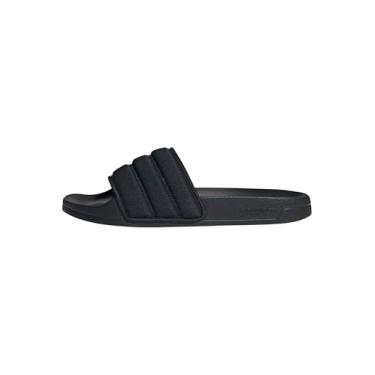 Imagem de adidas Sandália de camurça unissex Adilette para adultos, Preto/Preto/Preto, 13 Women/12 Men