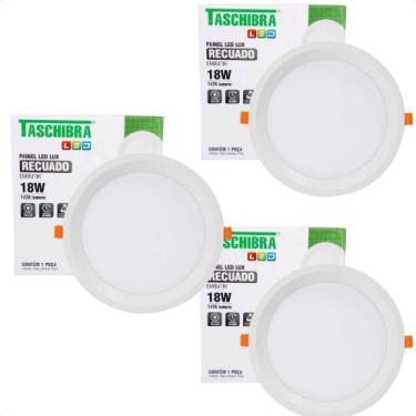 Imagem de Kit 3 Painel De Led Redondo Embutir Recuado 18w Bivolt Taschibra 6500k
