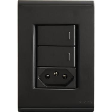 Imagem de Kit 4x2 Com 2 Interruptores Simples 10 A 250 V E 1 Tomada 2p T 10 A 250 V Tramontina Liz Grafite