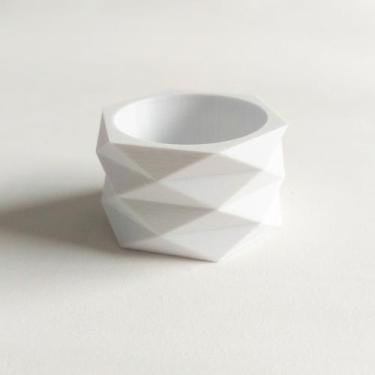 Imagem de 8 Argolas Para Guardanapo Geométrica - Mesa Posta - Toque 3D, Branco