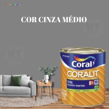 Imagem de Esmalte Sintético Base Água Coral Coralit 800ml Cor Cinza Brilhante p/