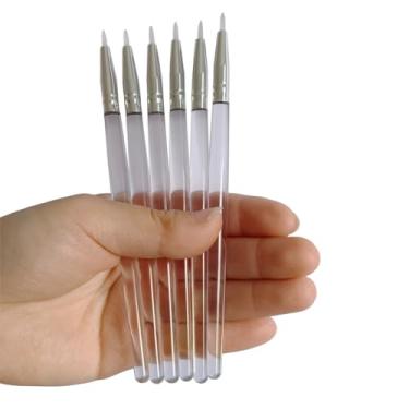 Imagem de Pincéis de delineador de silicone para sombra brilhante metálico, lantejoulas de unhas, corações coloridos, delineador de gel ou líquido ao longo das linhas dos cílios (6 peças, alças transparentes)