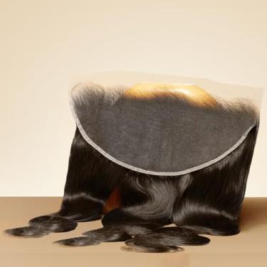 Imagem de Triippy Cabelo cru 13x6 HD Lace Closure Body Wave mais menos queda do que cabelo virgem comum, 0,10 mm Ultra-fino 13x15 Renda suíça Real HD com 100% cabelo humano cambojano cru (56 cm)