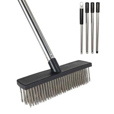 Imagem de BSMstone Escova de convés vassoura de arame de aço com cabo longo escovas rígidas para limpeza de barco, pátio, removedor de musgo de concreto