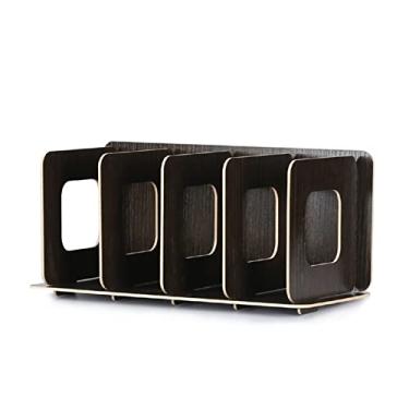 Imagem de Suporte de rack de CD DVD caixa de armazenamento de CD retrô organizador de caixa de CD para armazenamento e organização de prateleira de mídia, caixa de armazenamento aberta de madeira para caixas de