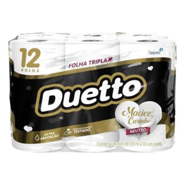 Imagem de Kit c/ 2 Papel Higienico Duetto Folha Tripla Neutro Com 12