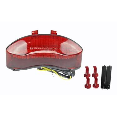 Imagem de TOPZONE Adequado para Triumph 2009-2012 Street Triple R; Sprint GT 2011-2012; velocidade tripla 2009-2010; luz traseira de freio com seta integrado (vermelho, flash LED Style1)