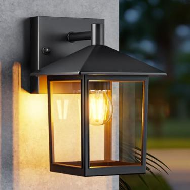 Imagem de Woolmug Luminária de parede externa, arandela de varanda externa, arandela de parede externa à prova d'água com vidro transparente para pátio, porta da frente, casa, garagem, lâmpadas não incluídas