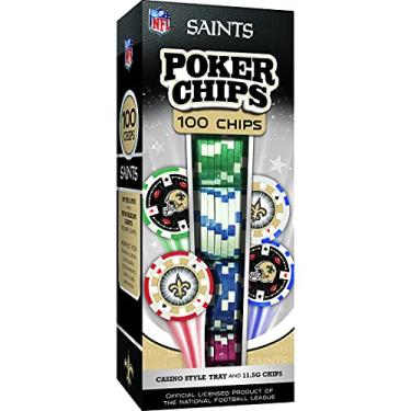 Imagem de MasterPieces fichas de pôquer NFL New Orleans Saints 100 peças, cores do time, tamanho único (NOS3120)