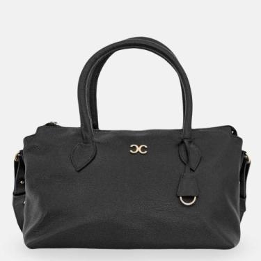 Imagem de Bolsa Textura Lisa Logo Frontal Preta - COMFORT, M, Preto