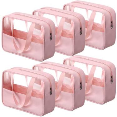 Imagem de Bolsa de maquiagem Reginary Large Clear PU com alça 30x21x10cm