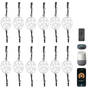 Imagem de LABOREDUCER Iluminação inteligente embaixo do armário, pacote com 12, regulável com Alexa Google Assistant, aplicativo e controle remoto, luzes embaixo do armário, plugue com fio ou com fio para