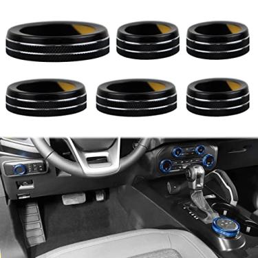 Imagem de GEEGEETOP Botão de interruptor de farol de liga de alumínio 4WD Trailer de roda Tampa do botão de mudança de marcha compatível com Ford Bronco 2022 2021 Trim (preto)