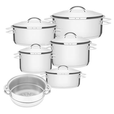 Imagem de Jogo Caçarola Solar 5 Peças Cozi-vapore Aço Inox Tramontina
