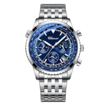 Imagem de OIDEA Relógios multifunções para homens: relógio de pulso analógico de quartzo com vários mostradores, à prova d'água, calendário luminoso, cronógrafo, vestido de negócios, relógios masculinos com