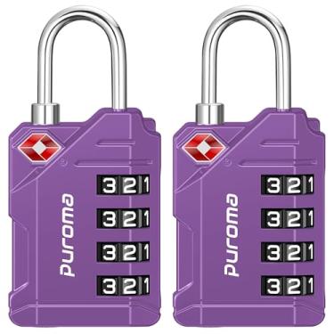Imagem de Puroma Cadeados de bagagem de viagem aprovados pela TSA, cadeado de código de combinação redefinível de 4 dígitos com corpo de liga de zinco para mala, mochila, bolsa de laptop, armário de academia