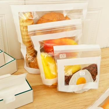 Imagem de 100 sacos para freezer, sacos com zíper com corrente de vedação de camada dupla, sacos ziplock reutilizáveis, sacos de armazenamento de alimentos, bolsa de congelador de vegetais para frutas e
