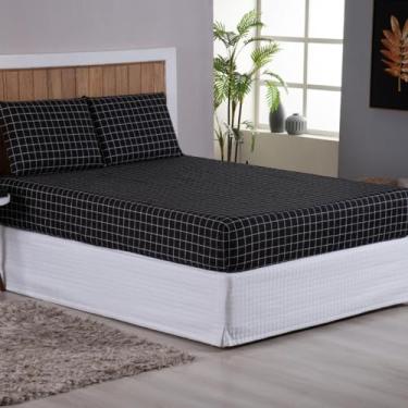 Imagem de Jogo de Lençol Queen 3 Peças 200 Fios 100% algodão Estampado (Black)