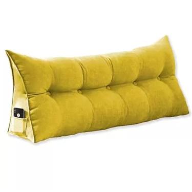 Imagem de Almofada Cabeceira Encosto Apoio Lombar 140cm Casal Suede(Amarelo)