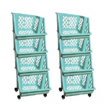 Imagem de Kit 2 Estantes Prateleira Modular Multiuso 4 And Organizador(Verde)