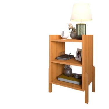 Imagem de Mesa De Cabeceira Para Quarto Com Prateleira Pé Madeira Maciça (Cedro)