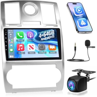 Imagem de [Qualcomm 8 Core 4+64G] Rádio veicular Android 15 para Chrysler 300C 300 2004-2011, 23 cm, 1280 x 720 IPS, tela sensível ao toque, estéreo automotivo sem fio e Android Auto/DSP/GPS/SWC + câmera de