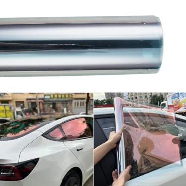 Imagem de XIMINZ Verniz vermelho laranja pôr do sol VLT 78% - matizes automáticos para proteção de janelas laterais, película de janela de cerâmica, mudança azul para película verde para janela automotiva 50 cm