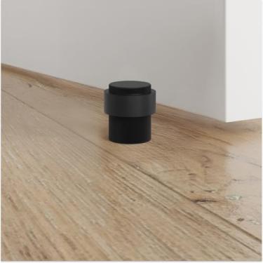 Imagem de Enso | Batente de porta magnético, trava de porta resistente projetada para montagem no chão e na parede, suporte de porta moderno, batente de porta de cobre durável, pacote com 2 (preto fosco)