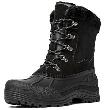 Imagem de Kelway Botas de inverno masculinas para neve impermeáveis com isolamento térmico para uso ao ar livre, Preto, 40