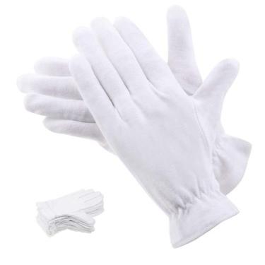 Imagem de Luvas de algodão Selizo, 10 pares para mãos secas, eczema, brancas