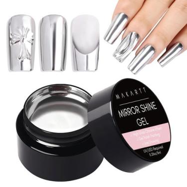 Imagem de Verniz de unhas Makartt Mirror Shine Gel Metallic Silver 8mL