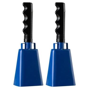 Imagem de Cowbell Javik Steel com alça de 20 cm Noise Maker Blue, pacote com 2