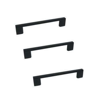 Imagem de Kit 3 Puxador Preto Fosco Il 950 Metal 128Mm Com Parafusos