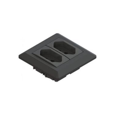 Imagem de Mini Espelho Serie 200 Facility - 2 Tomadas - Preto - Qt Mov