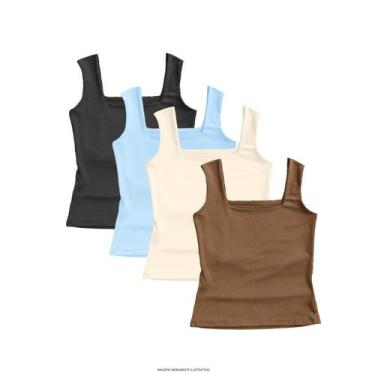 Imagem de Kit 4 Regata Lisa Feminina Elegante Suplex Verão - Blitz Feminina, Pre