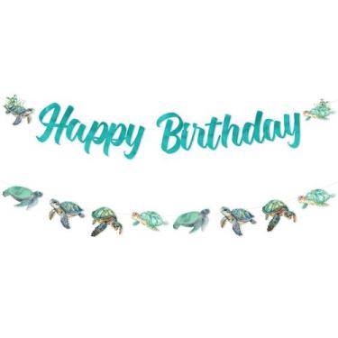 Imagem de Banner de decorações de aniversário Jollyboom Turtle Sea Theme